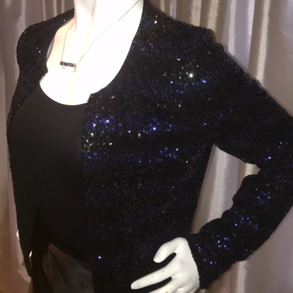 Sequin, Striped And Cropped Jacket. - image 4